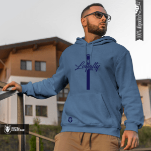 Light blue hoodie with Loyalty design